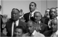 Being sworn-in with the Congressional Black Caucus.