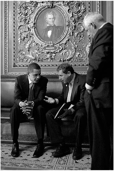 Meeting with then Rep. (now Sen.) Sherrod Brown. : The Rise of Barack Obama : Pete Souza Photography