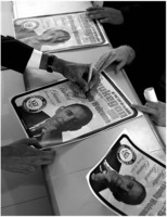 Signing posters in Illinois.