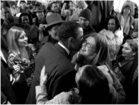 Greeting constituents after a town hall meeting in Illinois.