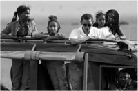 On safari with his family at the Masai Mara in Kenya.