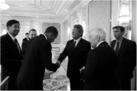 Greeting Ukraine President Yushchenko.