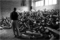 Inspecting dismantled shells.